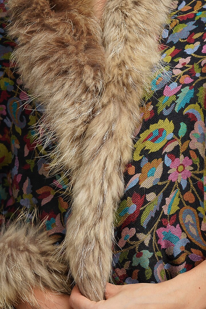 Multi-Colored Fur & Pashmina Stole by DUSALA ACCESSORIES at Pernia's Pop Up Shop