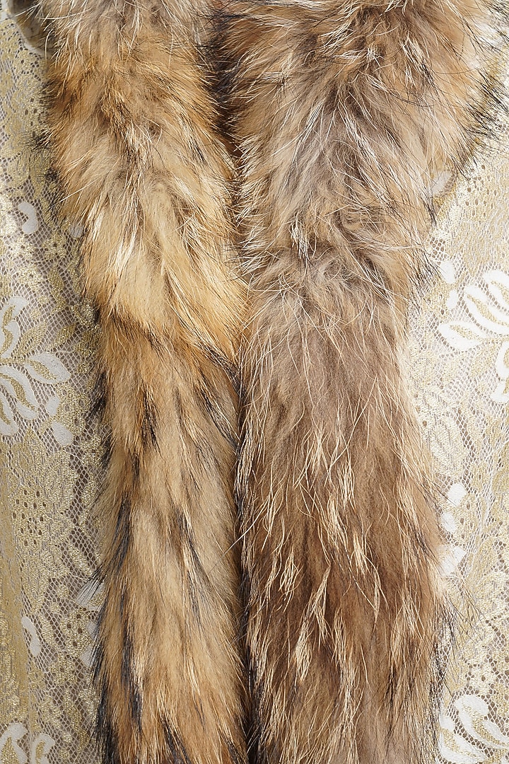 Light Beige Fur & Pashmina Stole by DUSALA ACCESSORIES at Pernia's Pop Up Shop