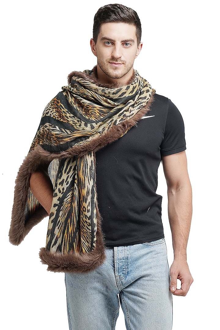 Multi-Colored Animal Printed Stole by Dusala Men at Pernia's Pop Up Shop