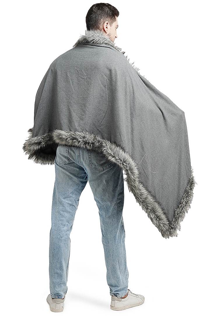 Slate Grey Pashmina Blend Stole by Dusala Men at Pernia's Pop Up Shop