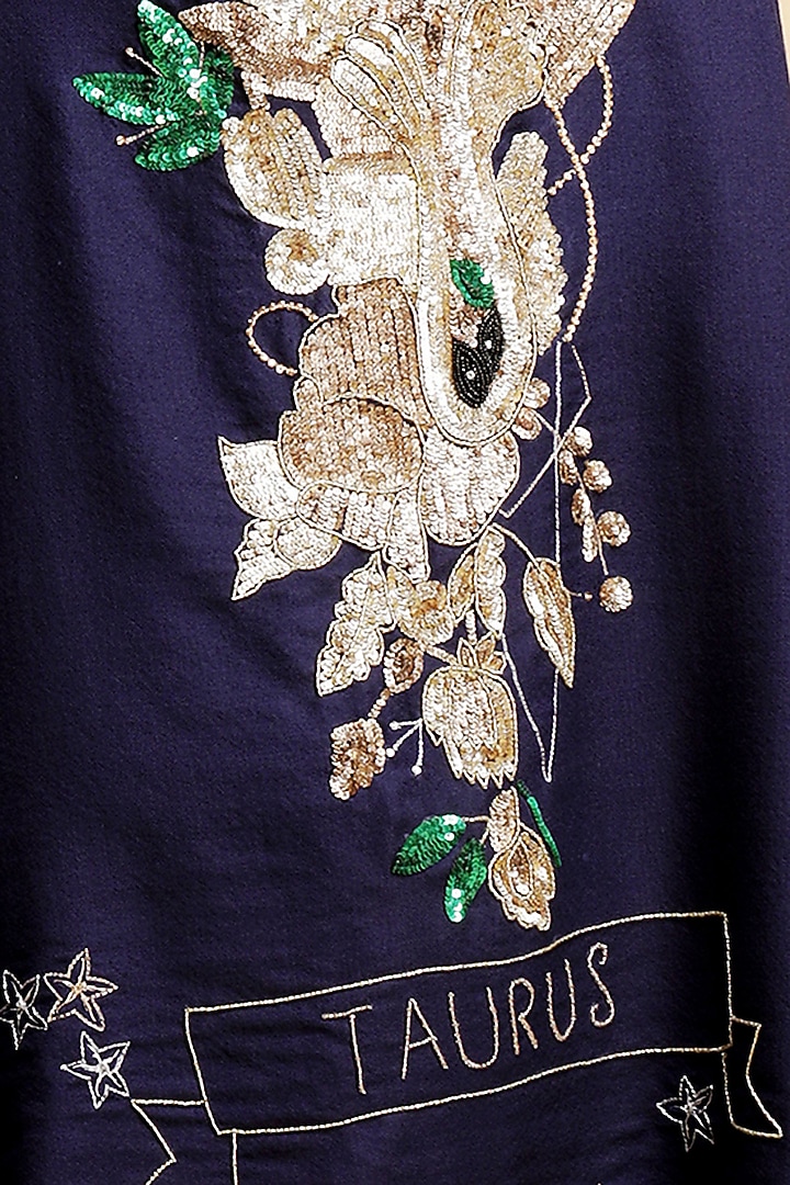 Blue Motif Embroidered Stole by DUSALA ACCESSORIES at Pernia's Pop Up Shop