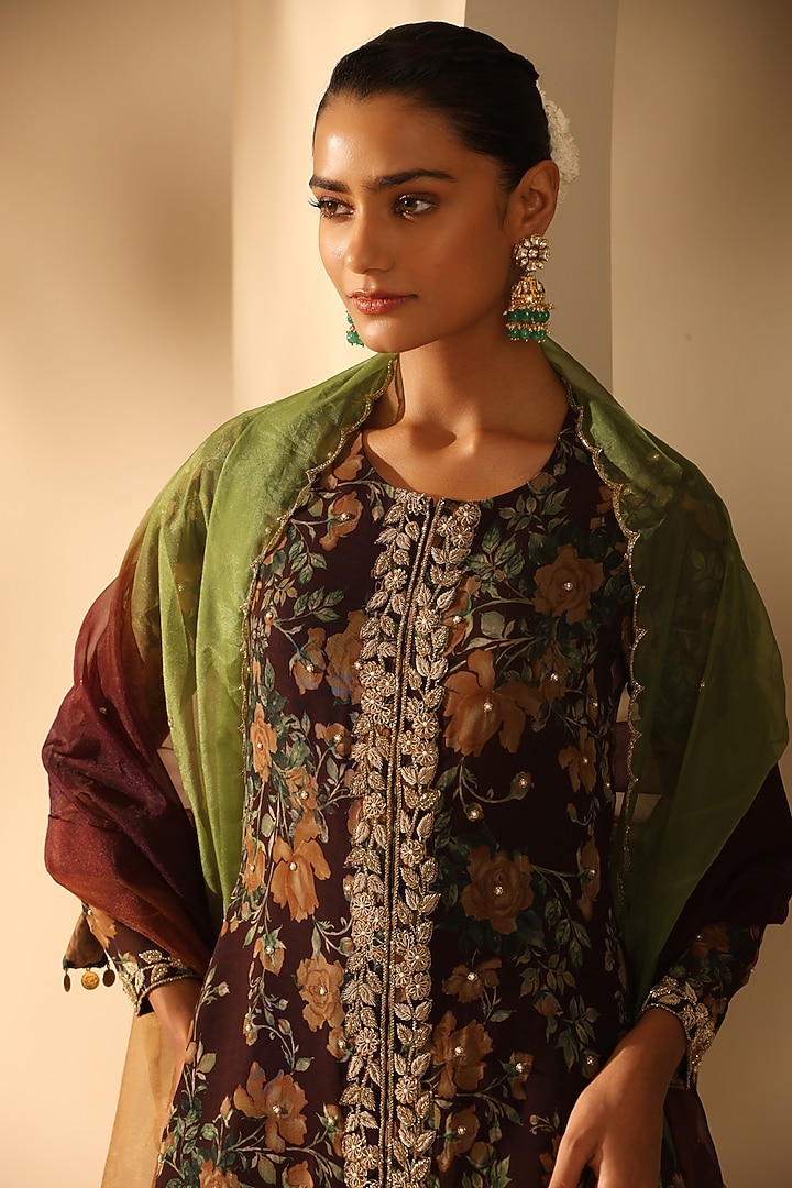 Black Georgette Wedding Sharara Set by Dusala India at Pernia's Pop Up Shop