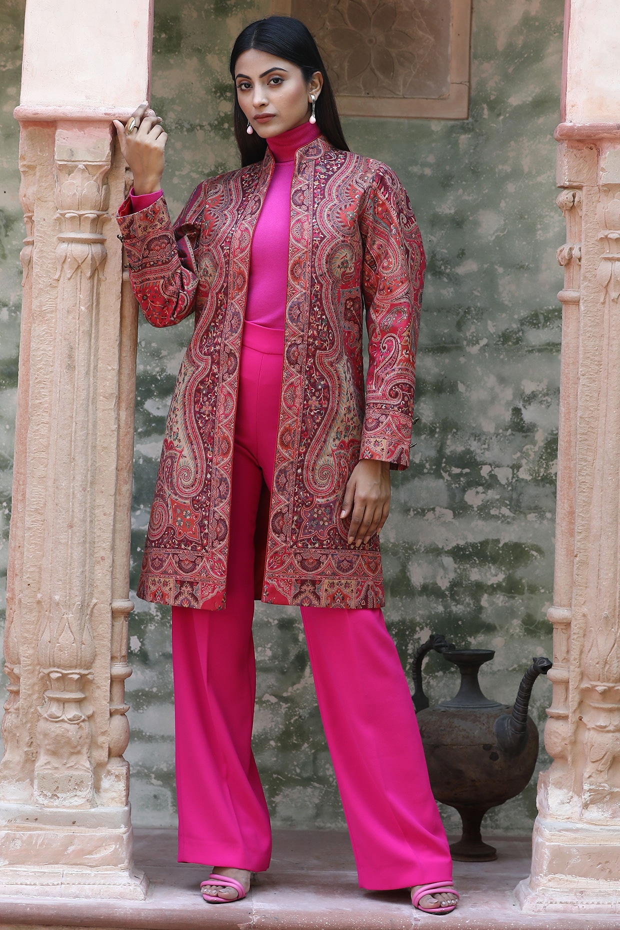 Multi-Colored Cashmere Woven Kashmiri Embroidered Paisley Jacket