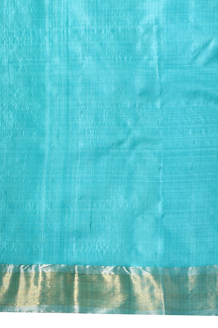 Sky Blue Kosa Silk Handwoven Wedding Saree Set by Dusala India at Pernia's Pop Up Shop