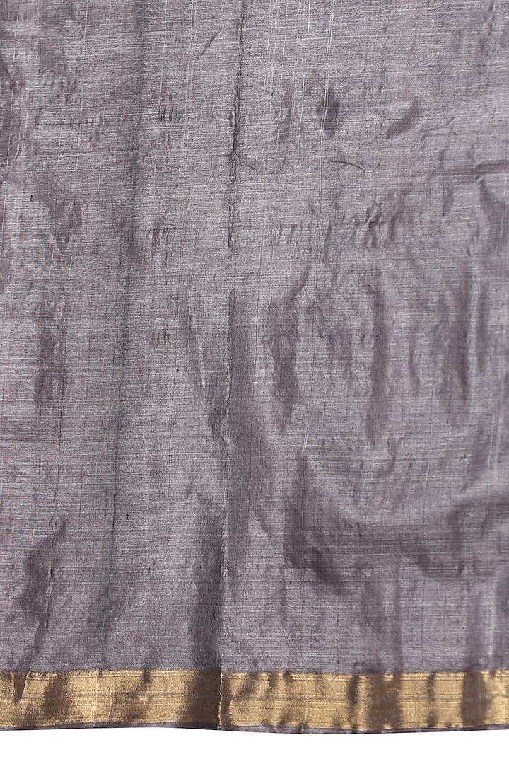 Grey Kosa Silk Handwoven Wedding Saree Set by Dusala India at Pernia's Pop Up Shop