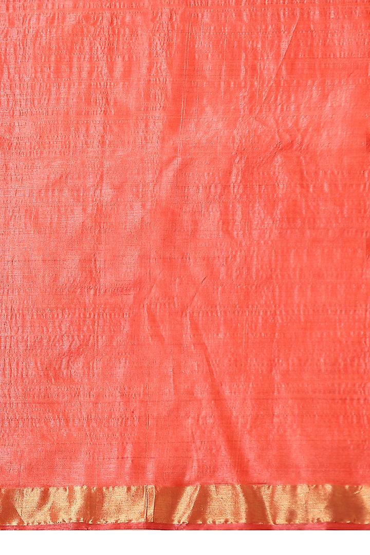 Red Kosa Silk Handwoven Wedding Saree Set by Dusala India at Pernia's Pop Up Shop