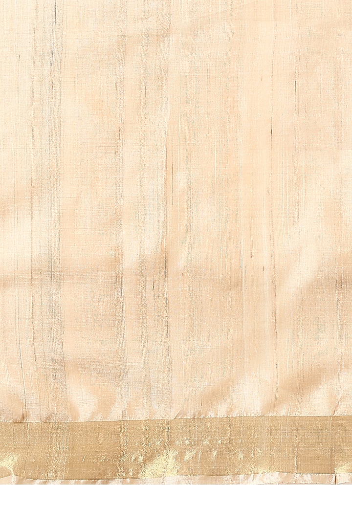 Beige Kosa Silk Handwoven Party Wear Saree Set by Dusala India at Pernia's Pop Up Shop