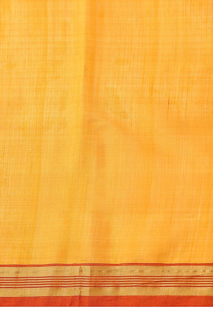Mustard Kosa Silk Handwoven Party Wear Saree Set by Dusala India at Pernia's Pop Up Shop