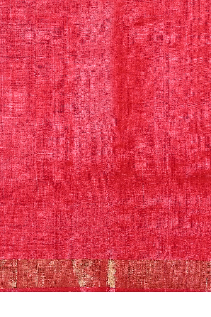 Peach-Pink Kosa Silk Handwoven Party Wear Saree Set by Dusala India at Pernia's Pop Up Shop