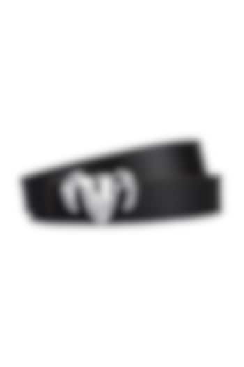 Black & Brown Italian Calf Leather Reversible Belt by Dusala Men