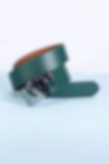 Green & Brown Italian Calf Leather Reversible Belt by Dusala Men