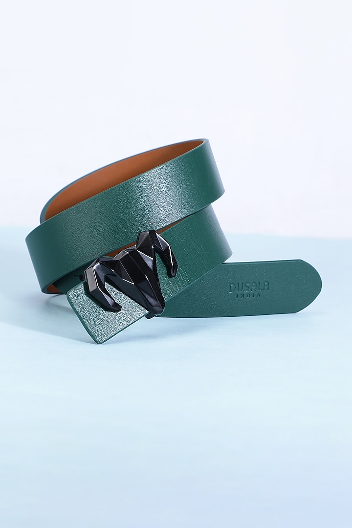 Green & Brown Italian Calf Leather Reversible Belt by Dusala Men