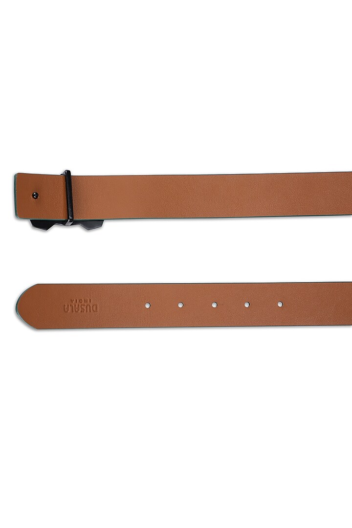 Green & Brown Italian Calf Leather Reversible Belt by Dusala Men at Pernia's Pop Up Shop