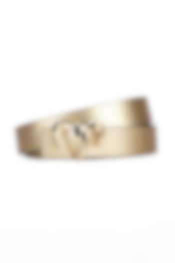 Gold & Black Italian Calf Leather Reversible Belt by Dusala Men