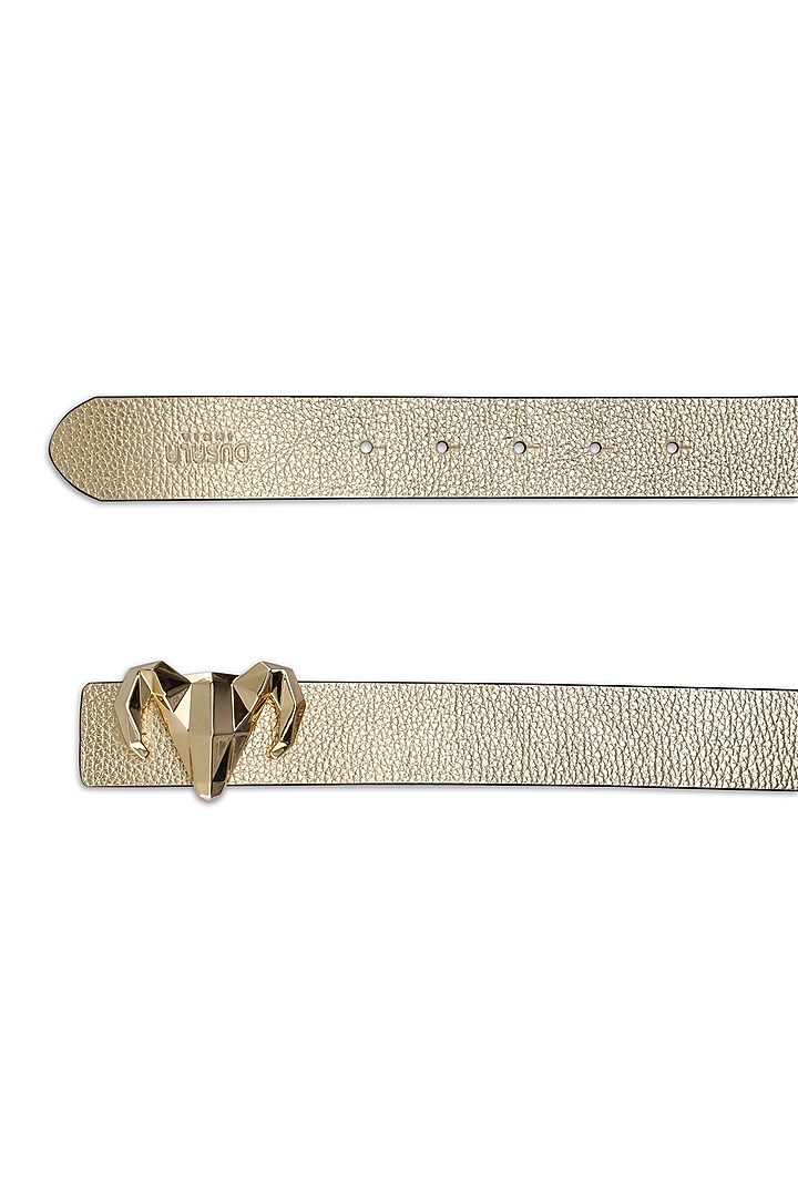 Gold & Black Italian Calf Leather Reversible Belt by Dusala Men at Pernia's Pop Up Shop