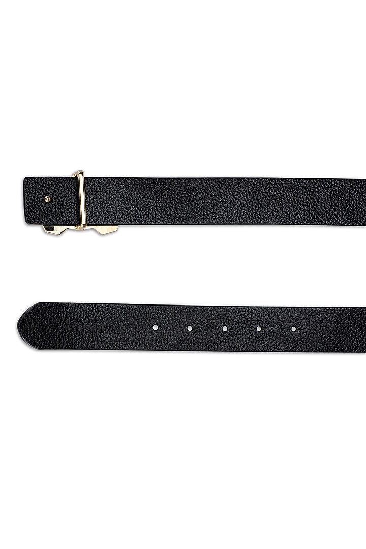 Gold & Black Italian Calf Leather Reversible Belt by Dusala Men at Pernia's Pop Up Shop
