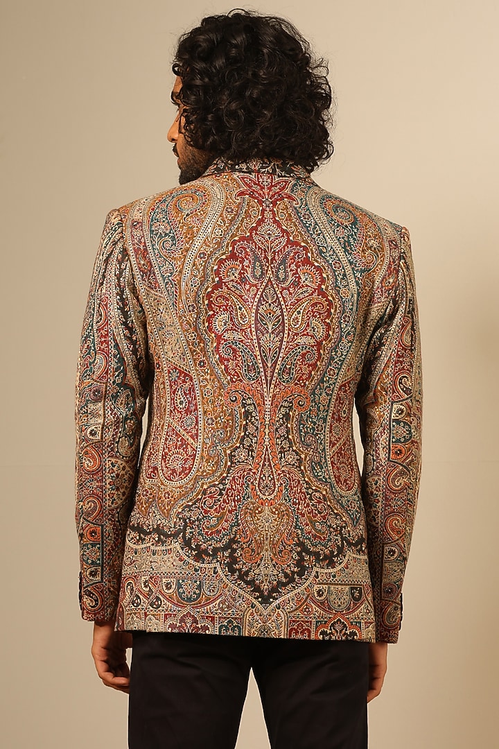 Multi-Colored Fine Wool Silk Jacket by Dusala Men at Pernia's Pop Up Shop
