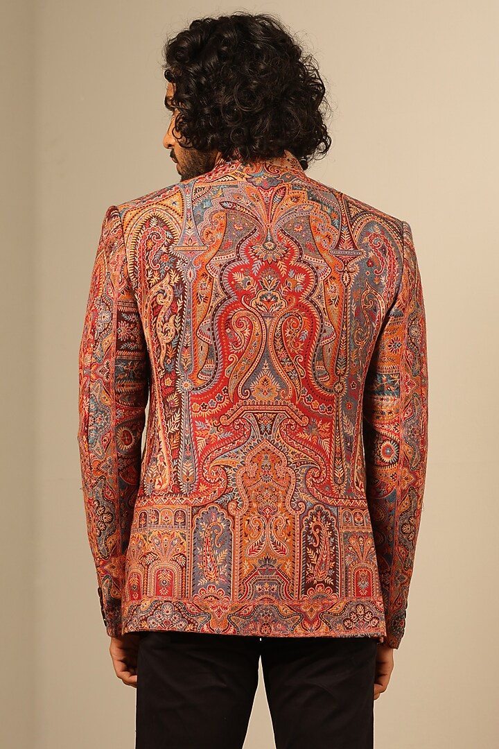 Multi-Colored Fine Wool Silk Wedding Bandhgala by Dusala Men at Pernia's Pop Up Shop