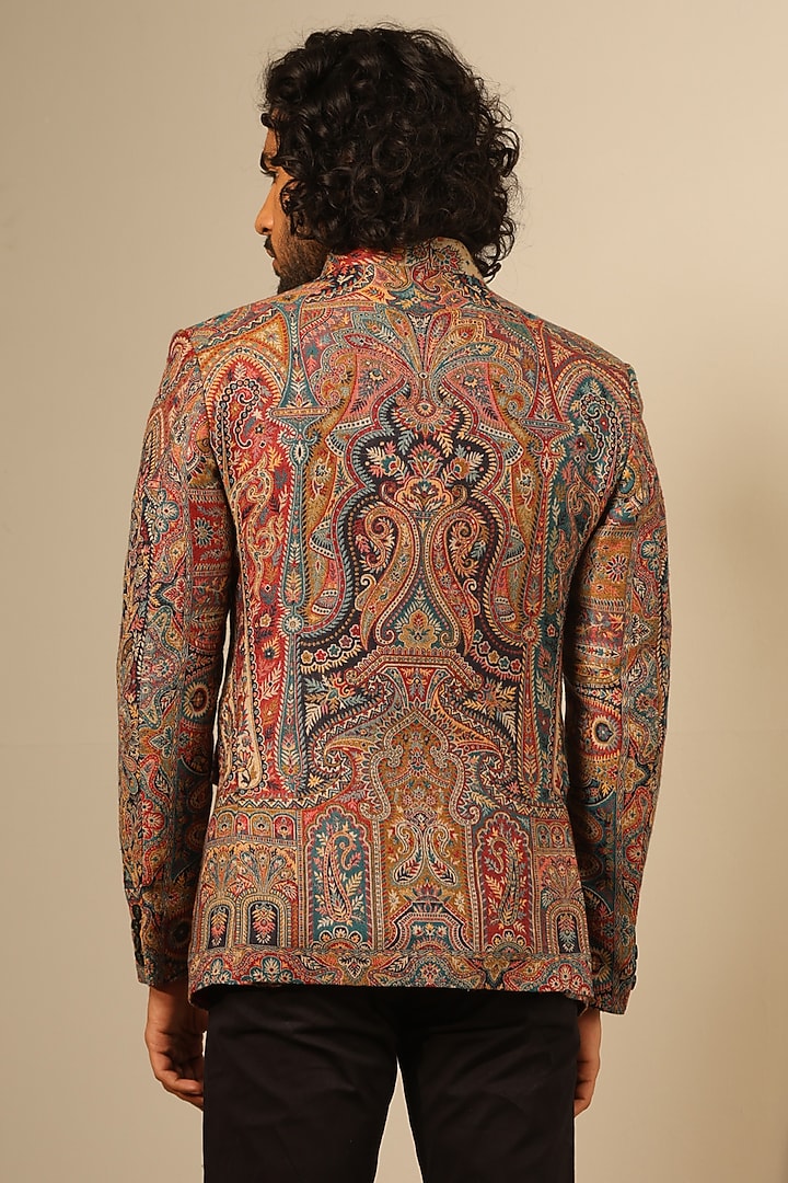 Multi-Colored Fine Wool Silk Wedding Bandhgala by Dusala Men at Pernia's Pop Up Shop