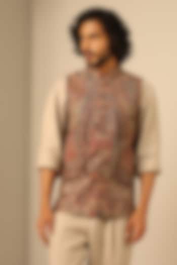 Multi-Colored Fine Wool Silk Bundi Jacket by Dusala Men