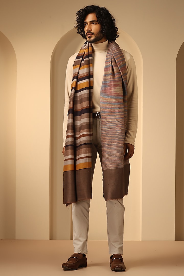 Multi-Colored Cashmere Fine Wool Shawl by Dusala Men