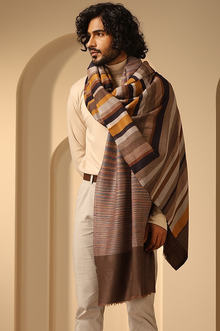 Multi-Colored Cashmere Fine Wool Shawl by Dusala Men at Pernia's Pop Up Shop