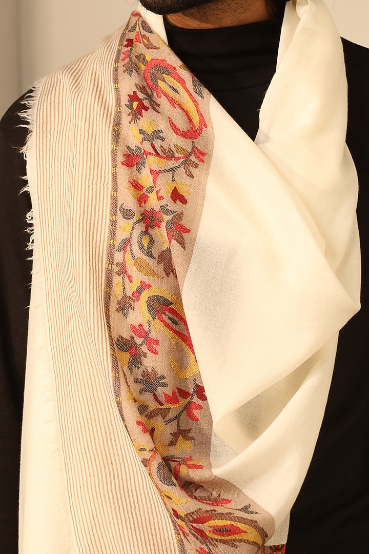 White Cashmere Fine Wool Stole by Dusala Men at Pernia's Pop Up Shop