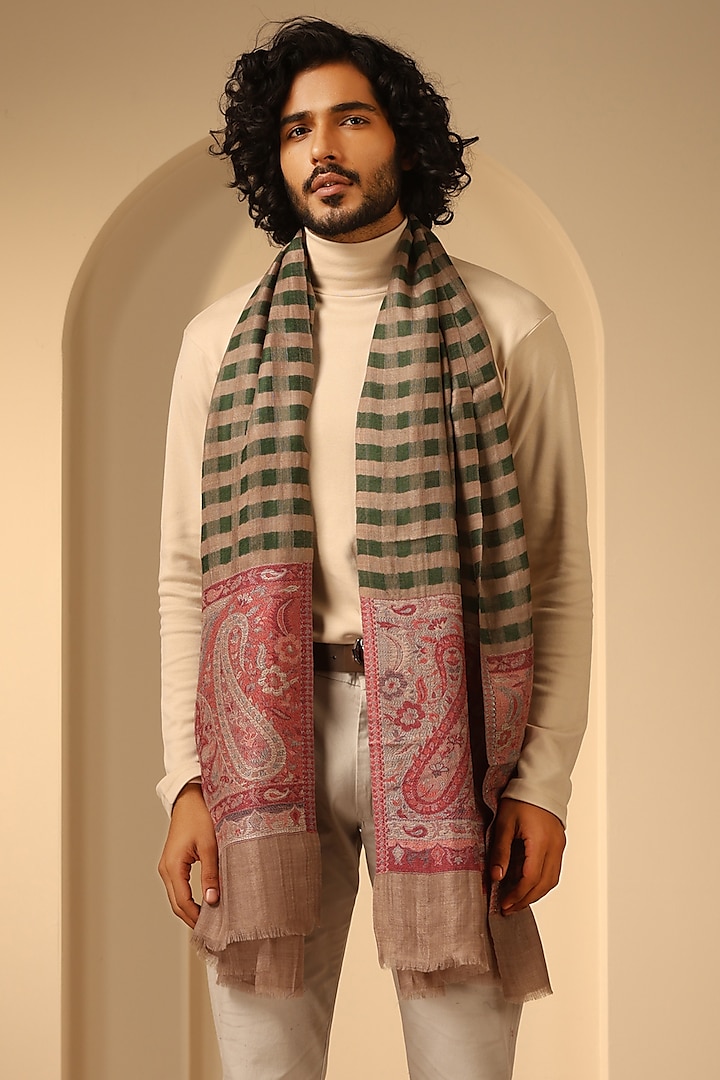 Multi-Colored Cashmere Fine Wool Stole by Dusala Men