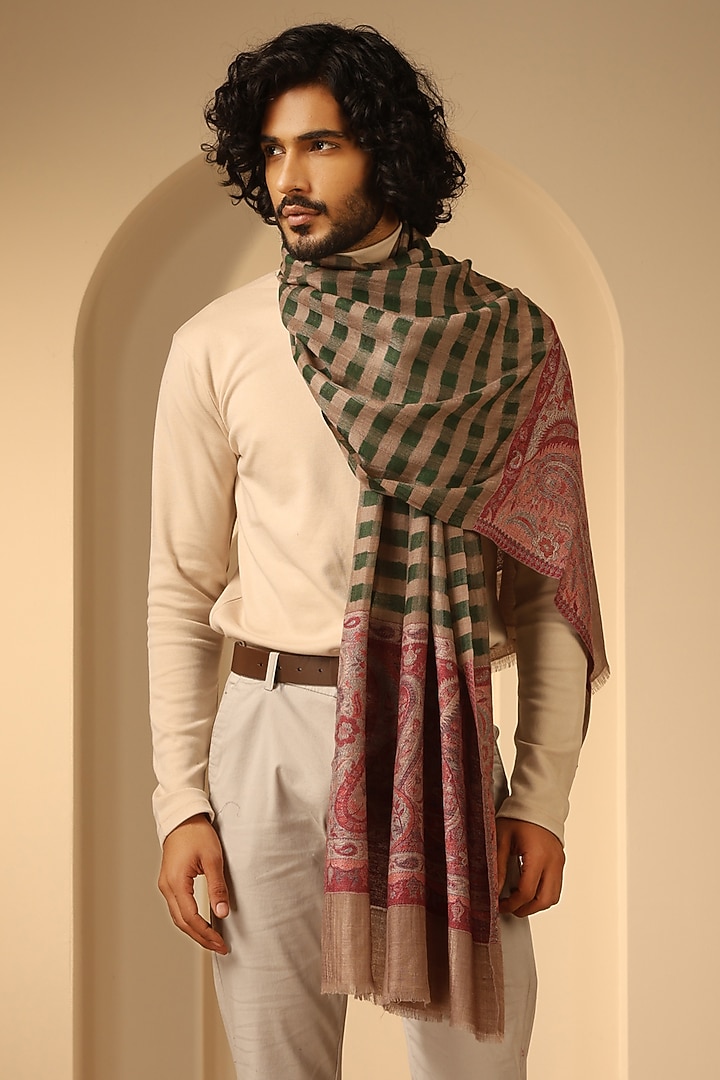 Multi-Colored Cashmere Fine Wool Stole by Dusala Men at Pernia's Pop Up Shop