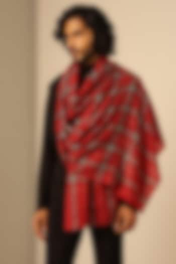 Red Cashmere Fine Wool Stole by Dusala Men