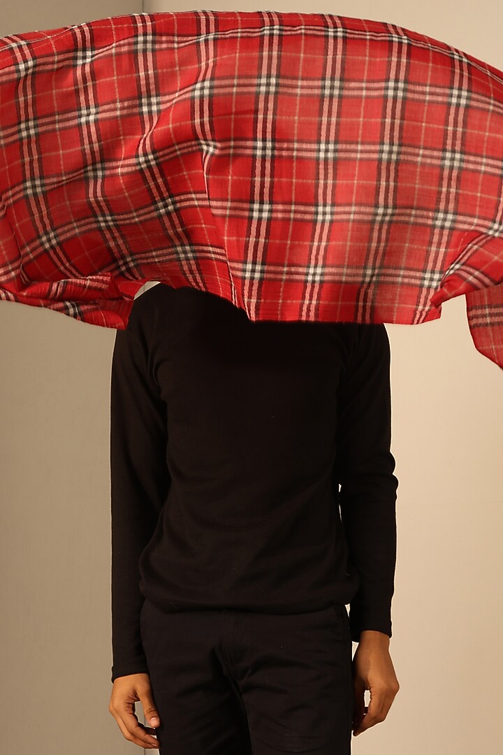 Red Cashmere Fine Wool Stole by Dusala Men at Pernia's Pop Up Shop