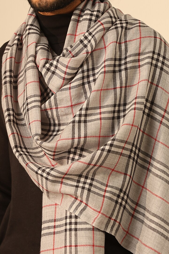 White Cashmere Fine Wool Stole by Dusala Men at Pernia's Pop Up Shop