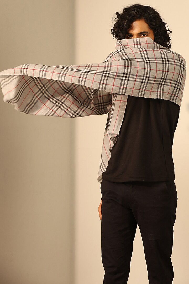 White Cashmere Fine Wool Stole by Dusala Men at Pernia's Pop Up Shop