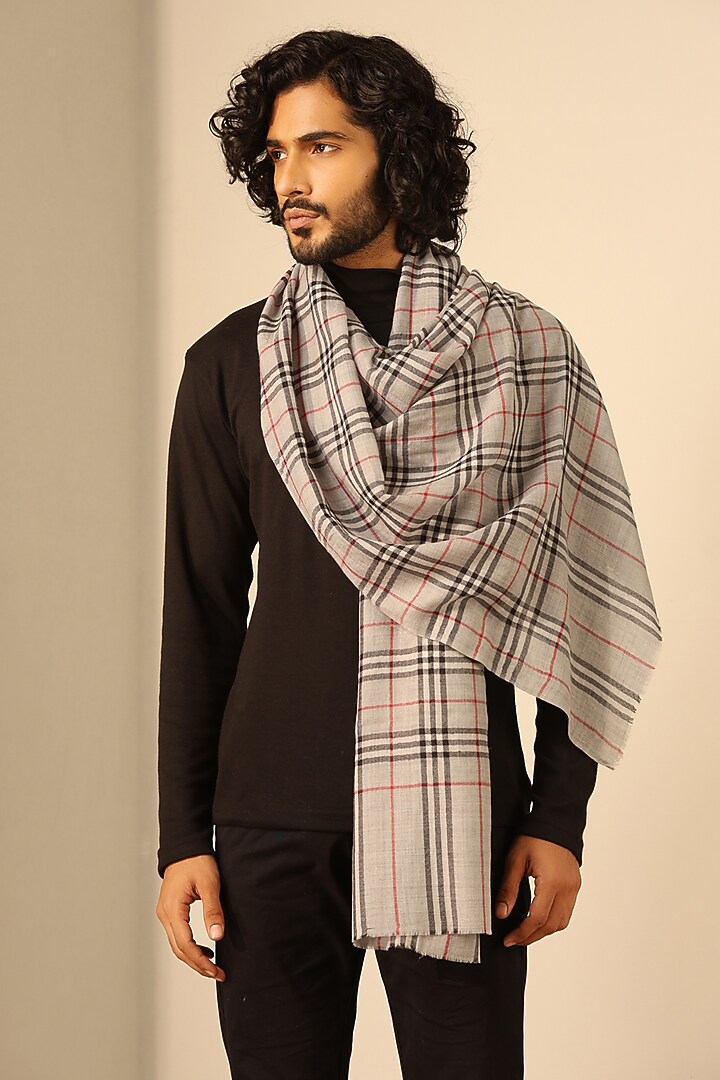 White Cashmere Fine Wool Stole by Dusala Men at Pernia's Pop Up Shop