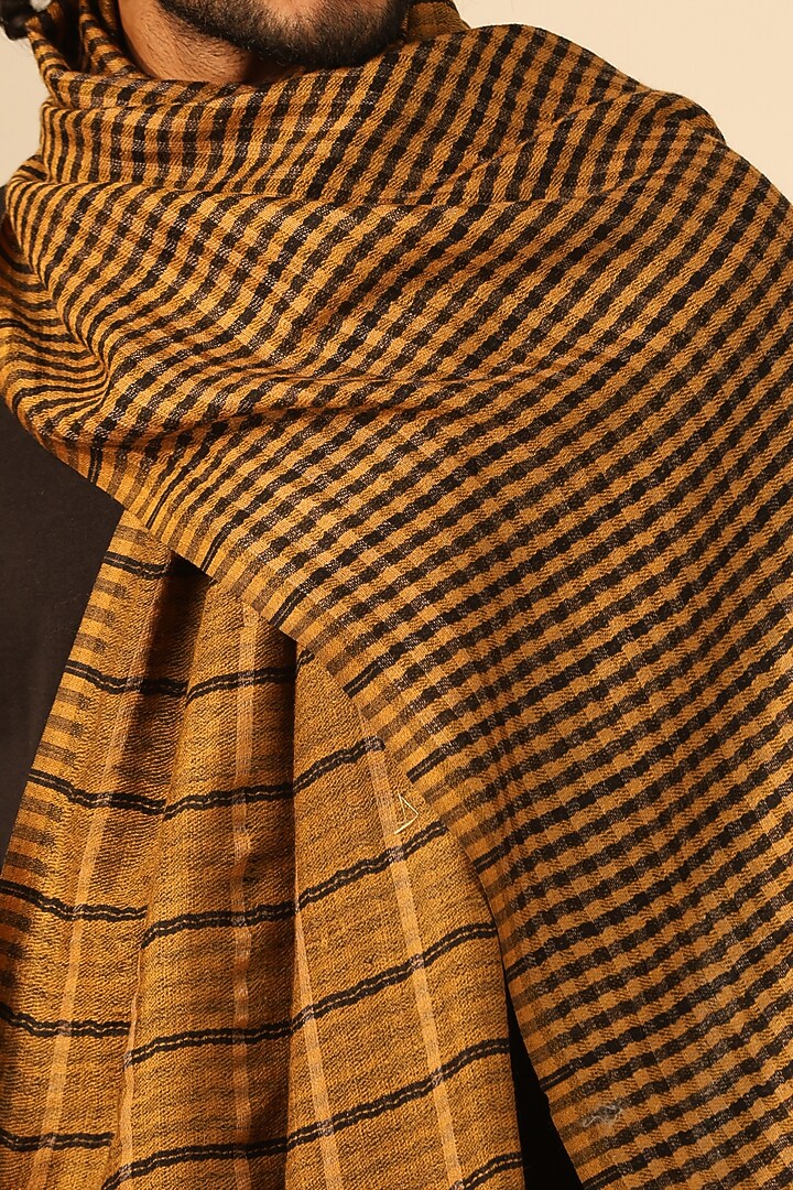 Mustard Cashmere Fine Wool Stole by Dusala Men at Pernia's Pop Up Shop
