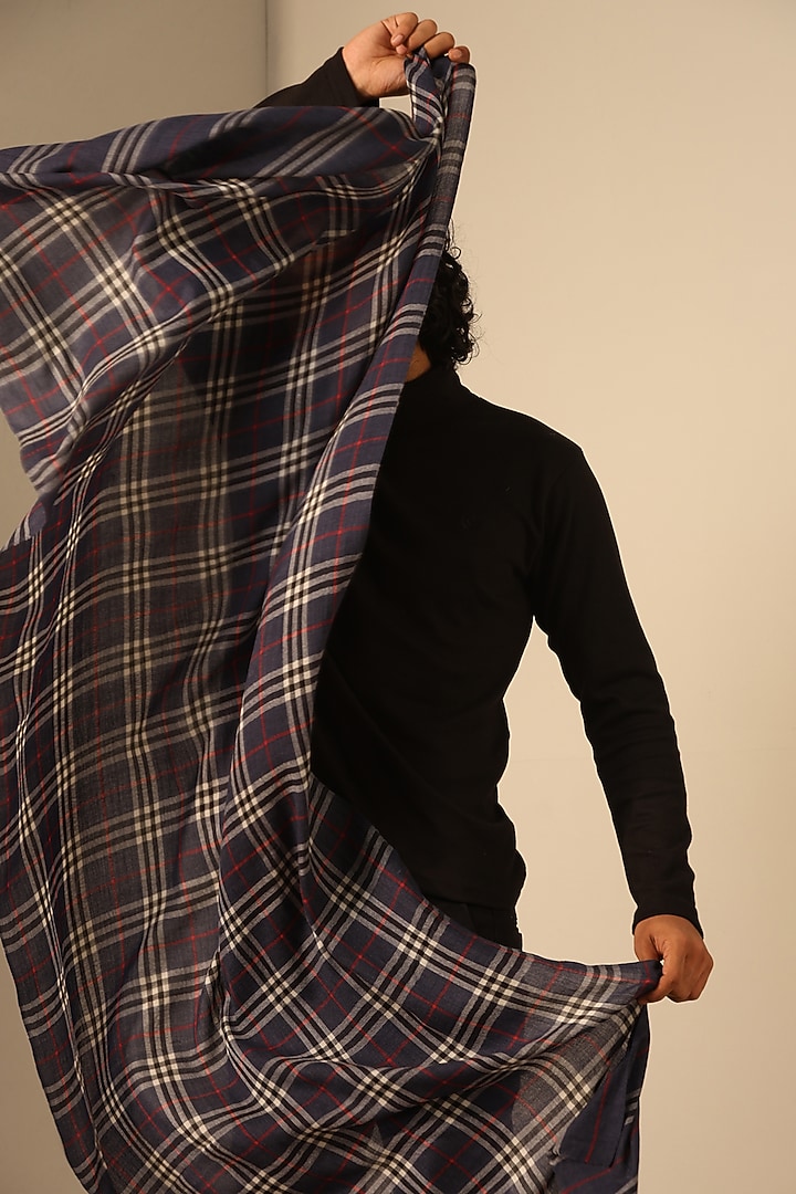 Dark Grey Cashmere Fine Wool Stole by Dusala Men at Pernia's Pop Up Shop