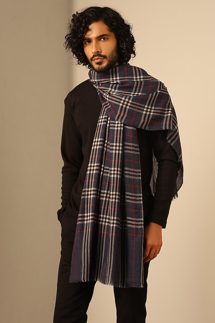 Dark Grey Cashmere Fine Wool Stole by Dusala Men at Pernia's Pop Up Shop