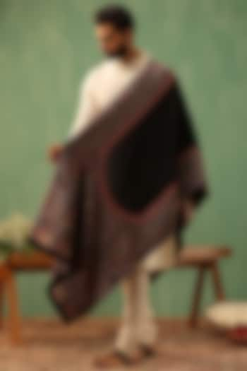 Black Cashmere Fine Wool Stole by Dusala Men