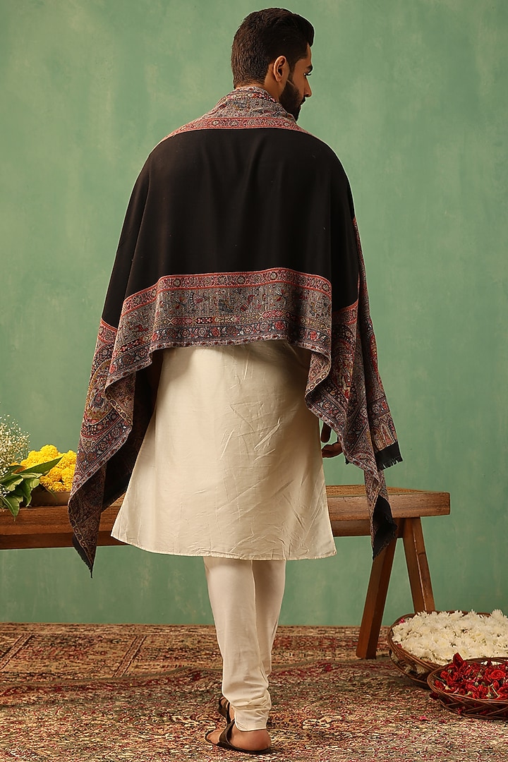 Black Cashmere Fine Wool Stole by Dusala Men at Pernia's Pop Up Shop