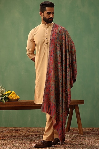 Multi-Colored Cashmere Fine Wool Stole by Dusala Men
