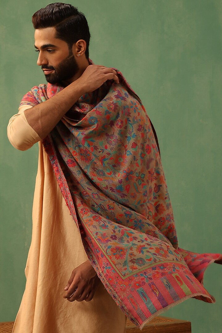 Multi-Colored Cashmere Fine Wool Stole by Dusala Men at Pernia's Pop Up Shop