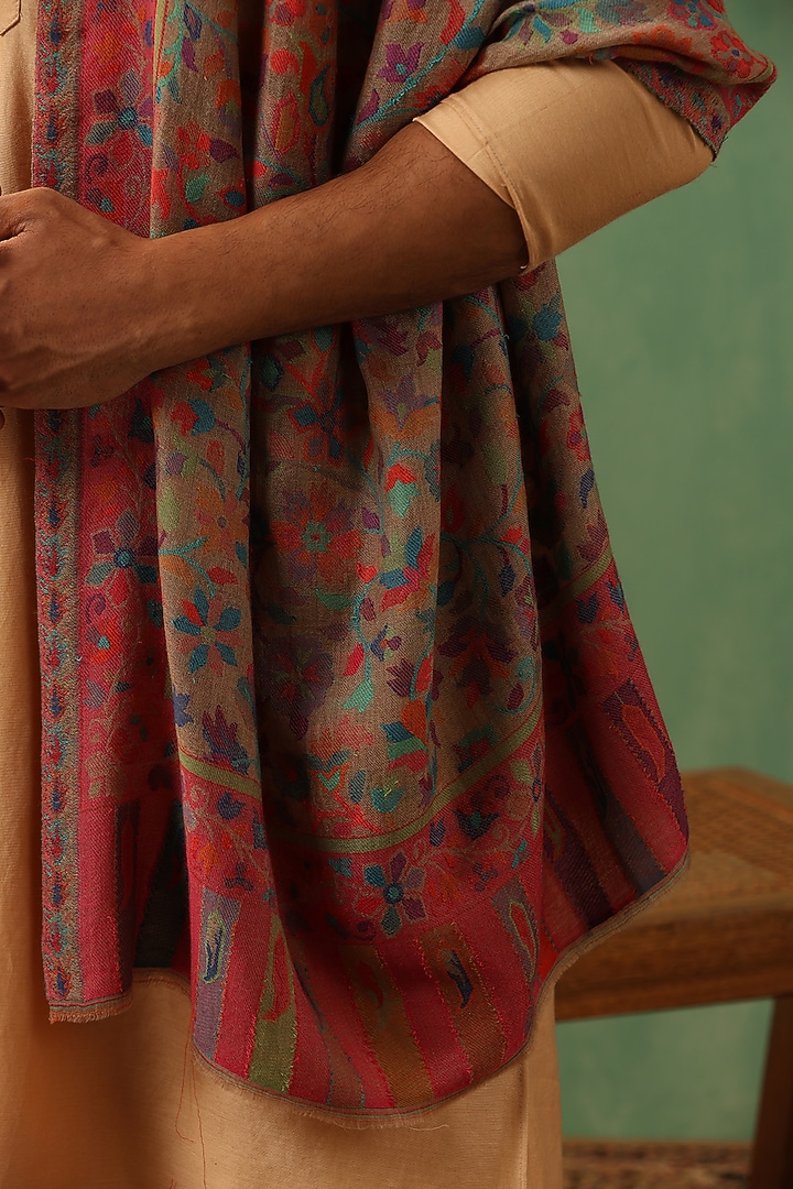 Multi-Colored Cashmere Fine Wool Stole by Dusala Men at Pernia's Pop Up Shop
