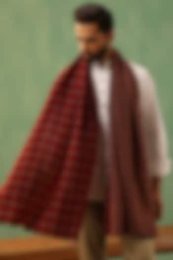 Maroon Cashmere Fine Wool Stole by Dusala Men at Pernia's Pop Up Shop