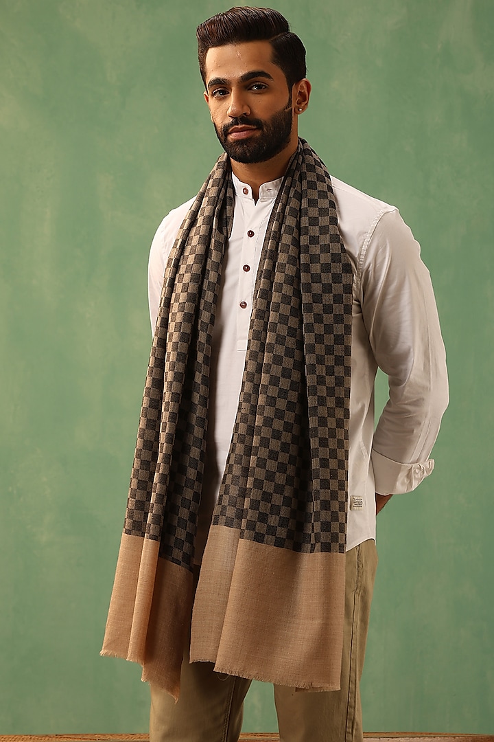 Black Cashmere Fine Wool Stole by Dusala Men