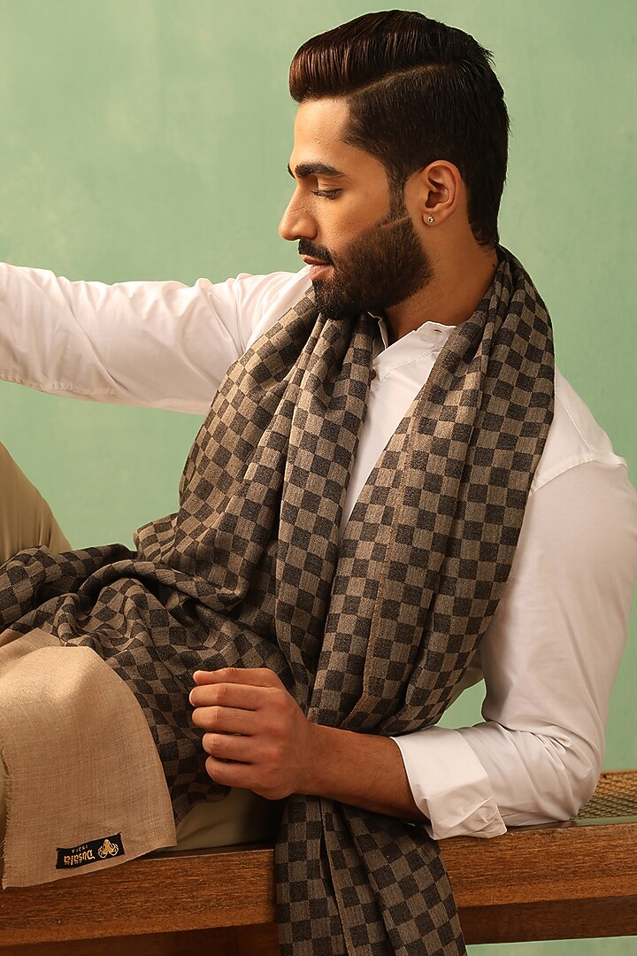 Black Cashmere Fine Wool Stole by Dusala Men at Pernia's Pop Up Shop