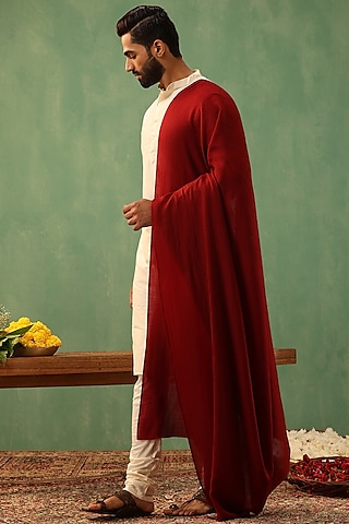 Red Pashmina Stole by Dusala Men