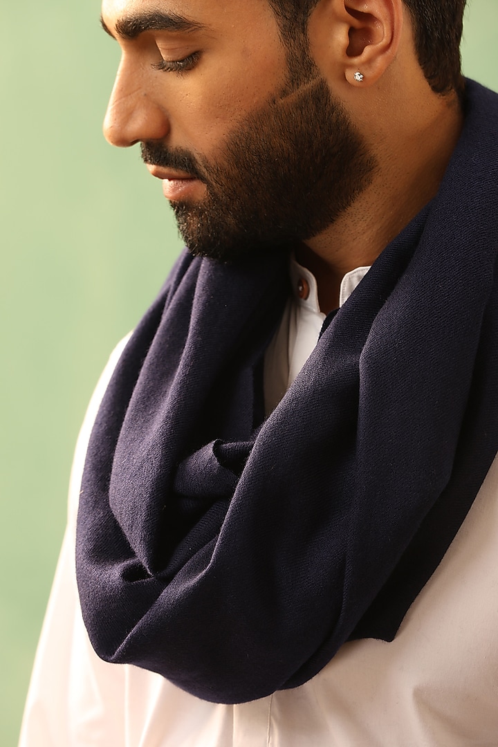Navy Blue Pashmina Stole by Dusala Men at Pernia's Pop Up Shop