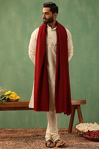 Red Pashmina Shawl by Dusala Men