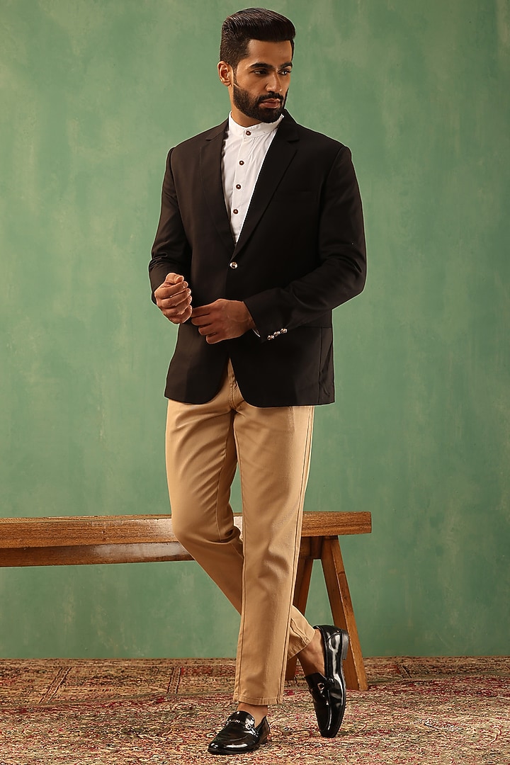 Black Wool Blend Blazer by Dusala Men at Pernia's Pop Up Shop