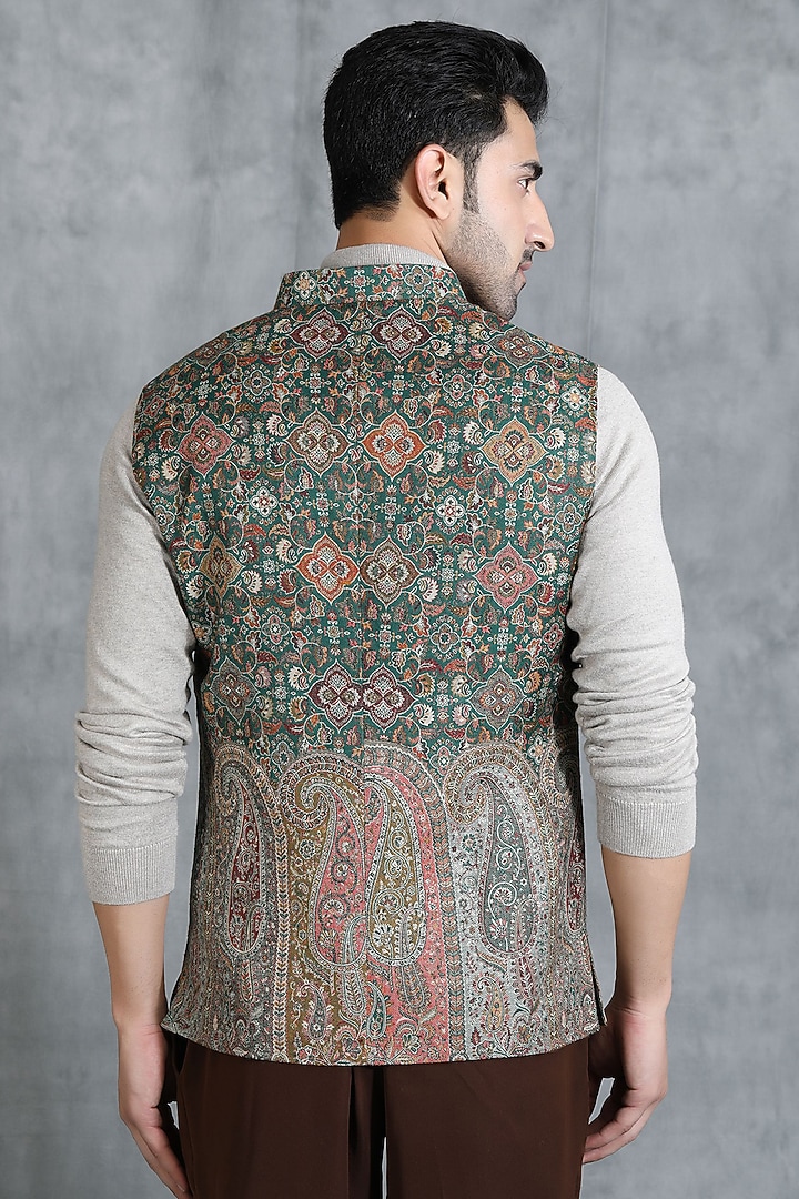 Multi-Colored Fine Wool Silk Bundi Jacket by Dusala Men at Pernia's Pop Up Shop